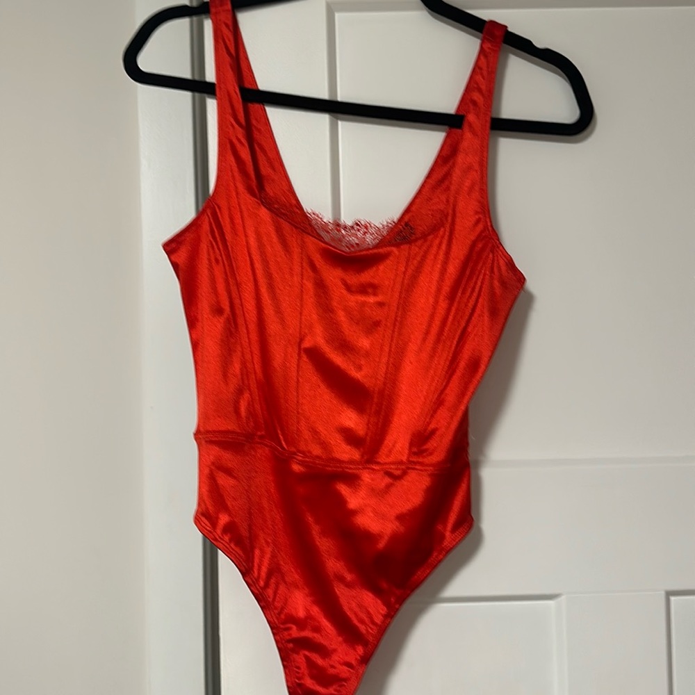 Red corset bodysuit